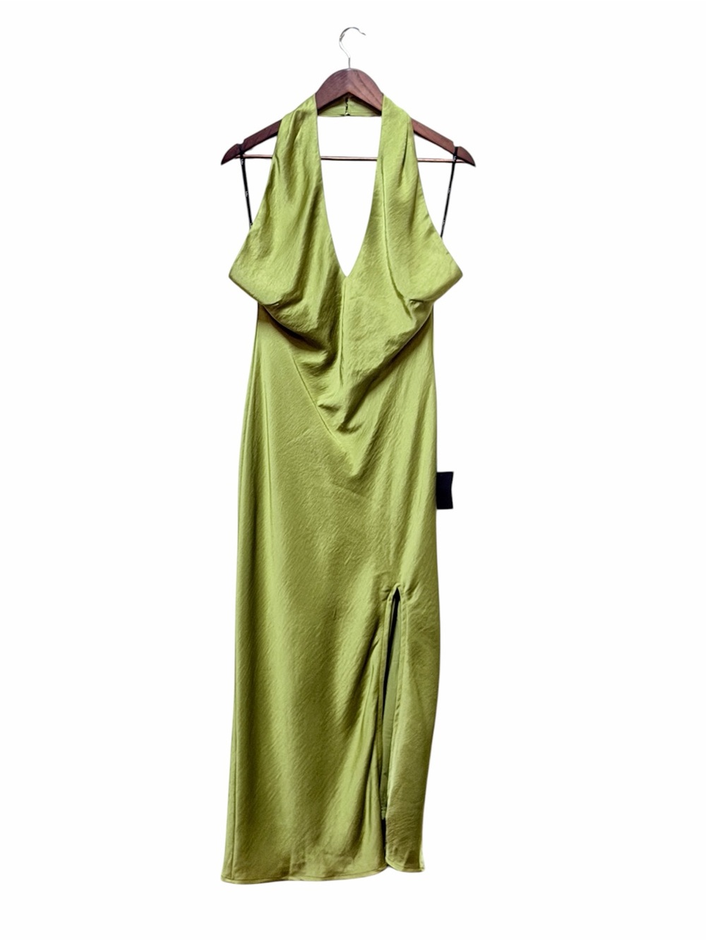 Lulus Satin Halter Slip Dress In Olive Green Size M NWT